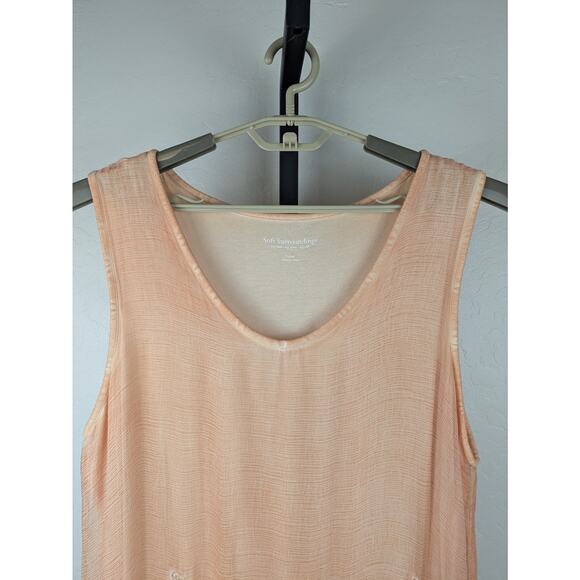 Soft Surroundings Peach Silk Embellished Sleeveless Tank Top - Picture 4 of 8